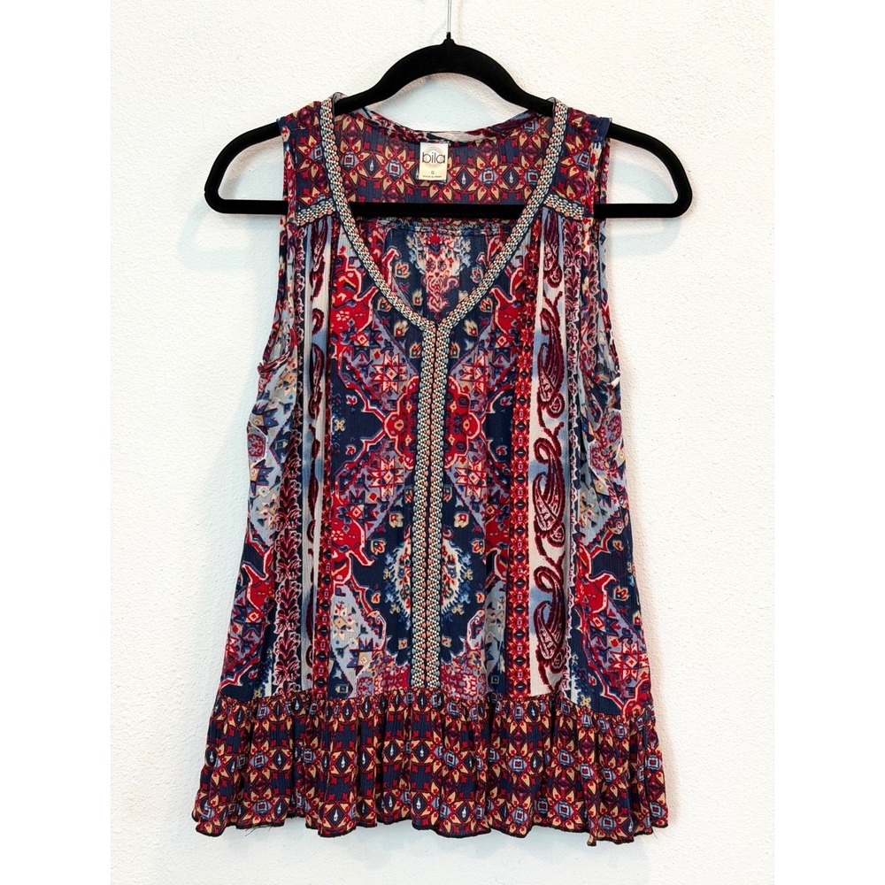 Bila Sleeveless Top Women's Size Small Paisley Boho Hippie Festival
